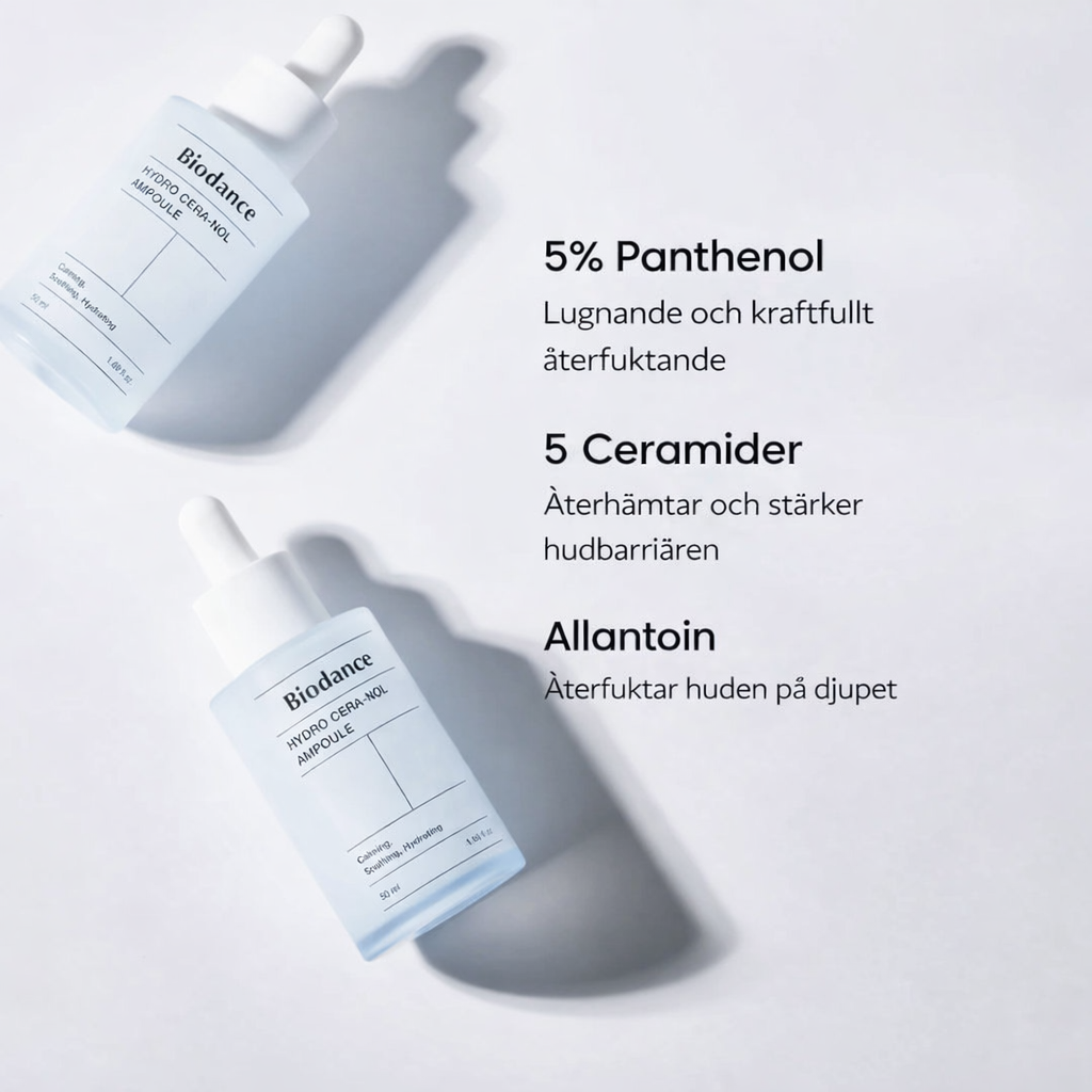 BIODANCE™ Hydro Cera-nol Ampoule 50 ml - Djup återfuktning · Lugnande barriärvård · Stärkt hudkomfort ANESI SCANDINAVIA