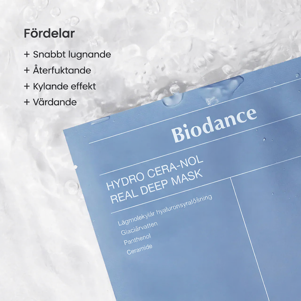 Mascarilla facial profunda BIODANCE™ Hydro Cera-nol Real: hidratación profunda y reparación de la barrera cutánea. Mascarilla facial K-Beauty.