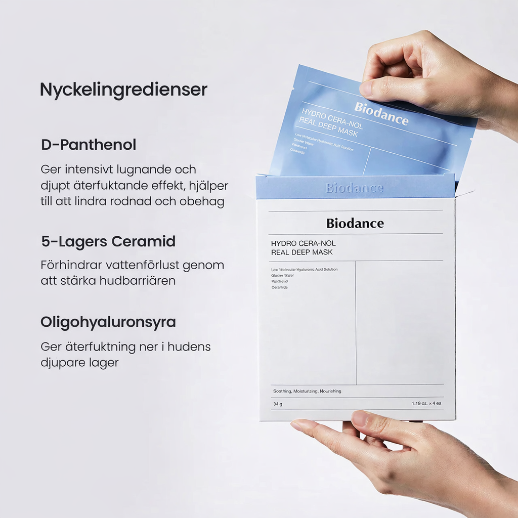 Mascarilla facial profunda BIODANCE™ Hydro Cera-nol Real: hidratación profunda y reparación de la barrera cutánea. Mascarilla facial K-Beauty.