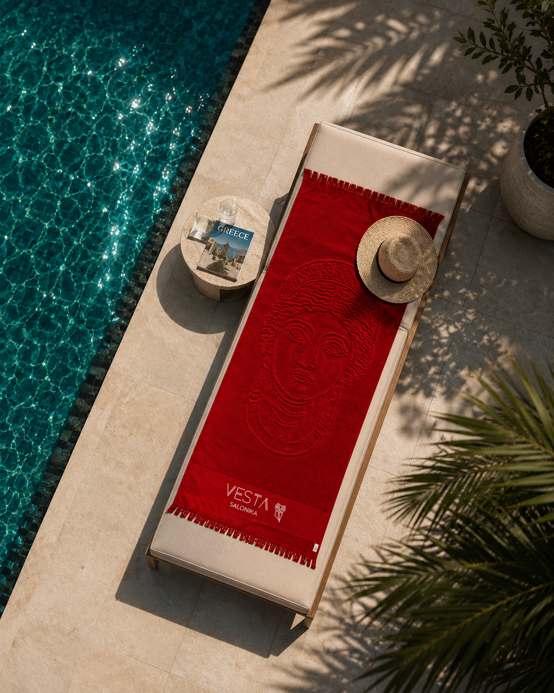 FAZZIA OF HERA™ Oversize Röd Frottéhandduk  – 3D-Design ANESI SCANDINAVIA
