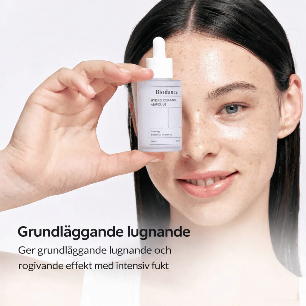 Ampolla BIODANCE™ Hydro Cera-nol 50 ml - Hidratación profunda · Cuidado calmante de la barrera cutánea · Mayor confort cutáneo